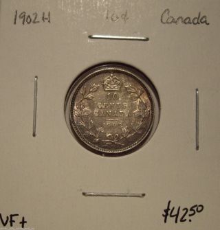 Canada Edward Vii 1902h Silver Ten Cents - Vf, photo