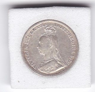 1890 Jubilee Head Queen Victoria Threepence (3d) Silver (92.  5) Coin photo