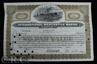 1941 Mercantile Marine Co.  Jp Morgan Chase Nj Stock Certificate photo