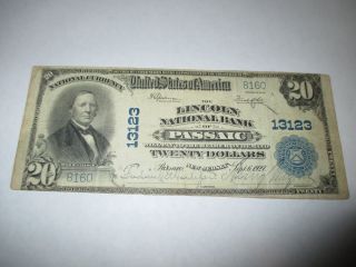 $20 1902 Passaic Jersey Nj National Currency Bank Note Bill 13123 Vf Rare photo