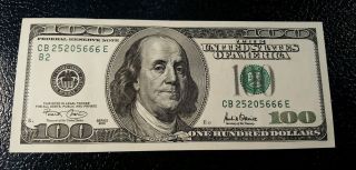 2001 $100 Dollar Bill Us Banknote Uncirculated Crisp Plating Stock Photo photo