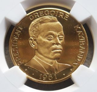 1965 Gold Rwanda 50 Francs Gregoire Kayibanda Coin Ngc Proof 67 Ultra Cameo photo