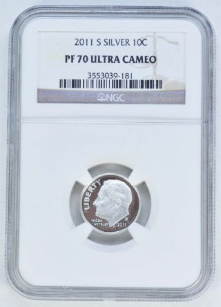 2011 - S Roosevelt Silver Dime Proof - Ngc Pf70 Ultra Cameo /a1602 photo