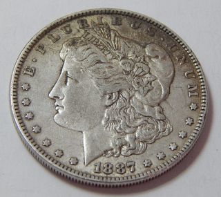 Antique 1887 Morgan Silver Dollar Coin 90 photo