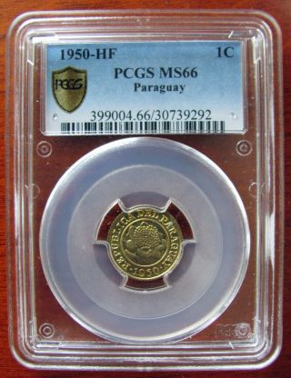 1950 - Hf Paraguay Reform Coinage 1 Centimo Pcgs Ms66 photo