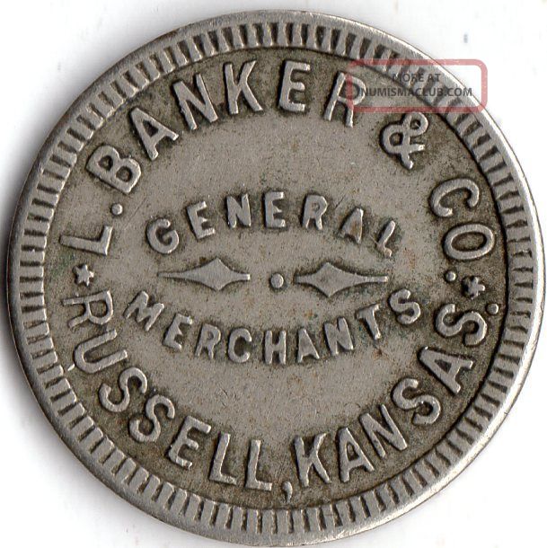 Russell Kansas L. Banker & Company Merchant Good For Trade Token