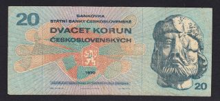Czechoslovakia 20 Korun 1970 F - Vf P.  92,  Banknote,  Circulated photo