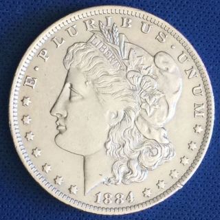 1884 - O Morgan Silver Dollar $1 Coin J109 photo