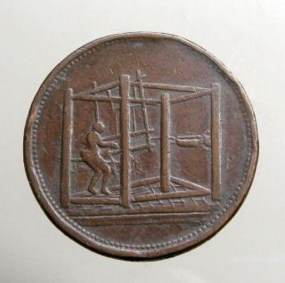 1812 Copper Penny_large Trade Token_box Weaving Loom_barnsley Yorkshire photo