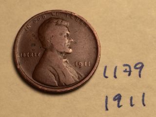 1911 1c Rb Lincoln Cent (1179) Very Fine photo
