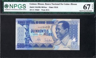 Guinea Bissau Pick 12 1990 500 Pesos Npgs Gem Uncirculated 67 Epq Unc photo