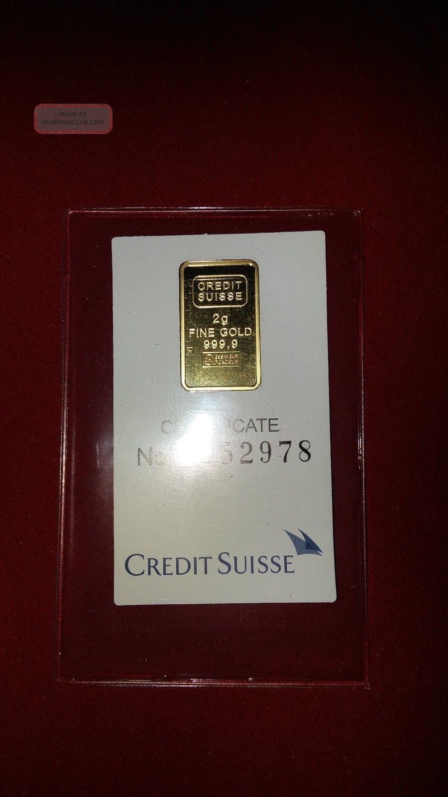 2 Gram Credit Suisse Statue Of Liberty Gold Bar (w/assay) 999. 9 Fine Gold