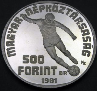 Hungary 500 Forint 1981 Proof - Silver - World Football Championship - 601 猫 photo