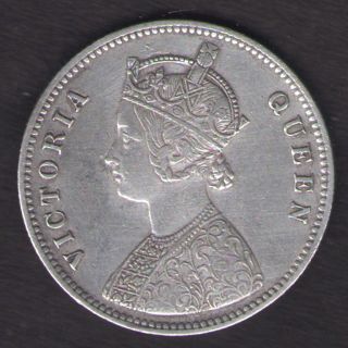 British India 1862 Victoria Empress One Rupee Silver Coin Rare photo