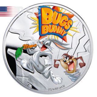 Niue 2013 1$ Bugs Bunny Cartoon Characters Proof Silver Coin photo