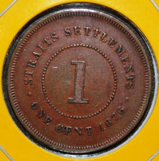 Straits Settlements 1876 1 Cent Xf Coin. photo
