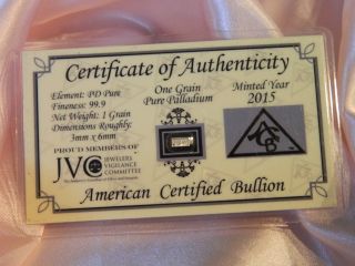 One Grain Of Pure Palladium With Certificate Of Authenticity photo