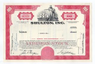 Shulton,  Inc Stock Certificate photo