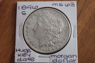 1896 - S Huge Key Date Gem Bu,  Morgan Silver Dollar photo