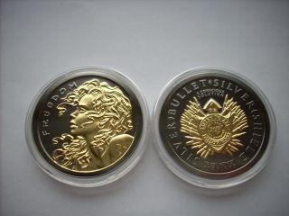 1 Oz Silver Coin Freedom Girl Black Ruthenium - 24kt Silver Bullet Silver Shield photo