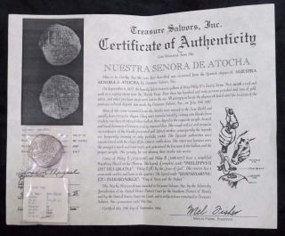 1620 ' S Silver Atocha Shipwreck Coin Mel Fisher Recovered 8 Reales Grade 1 photo