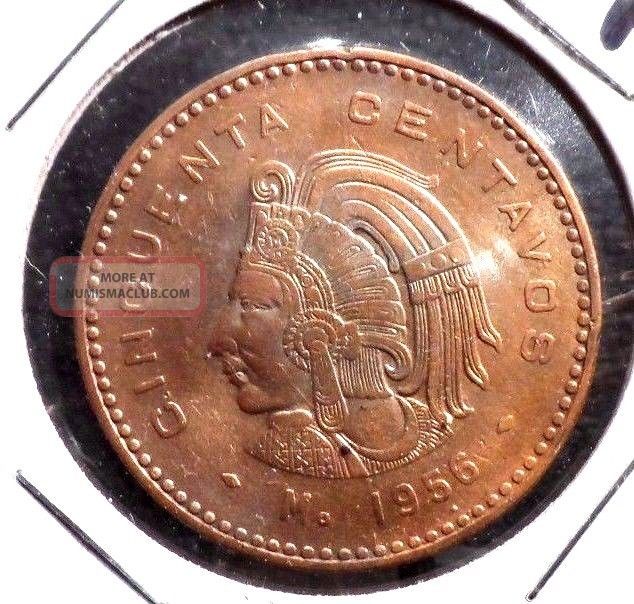 Circulated 1956 50 Centavo Mexican Coin 5-pesos-mexico-numista
