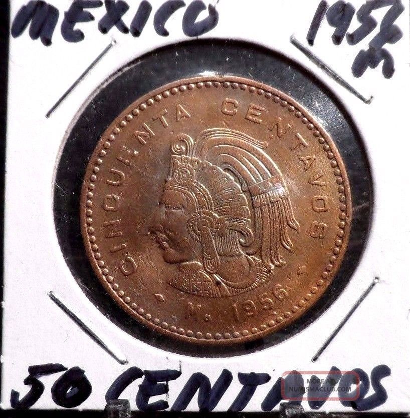 Circulated 1956 50 Centavo Mexican Coin circulated-1956-50-centavo-mexican-coin
