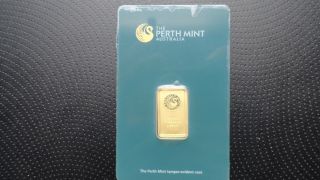 Perth 5 Gram.  9999 Gold Bar - With Assay Certificate Sku A014792 photo
