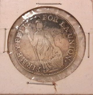 Peru 4 Reales 18?6 Silver Coin South America Cuzco W/hole photo