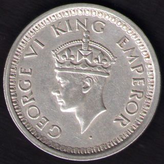British India - 1944 - George Vi One Rupee Silver Coin Ex - Rare photo