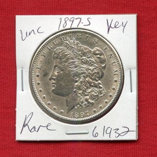 1897 S Bu Unc Morgan Silver Dollar 61932 Ms,  Coin Us Rare Key Date Estate photo