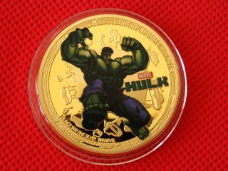 Superhero,  Hulk,  Colored,  24k Gold Plated,  Commemorative Coin,  Token photo