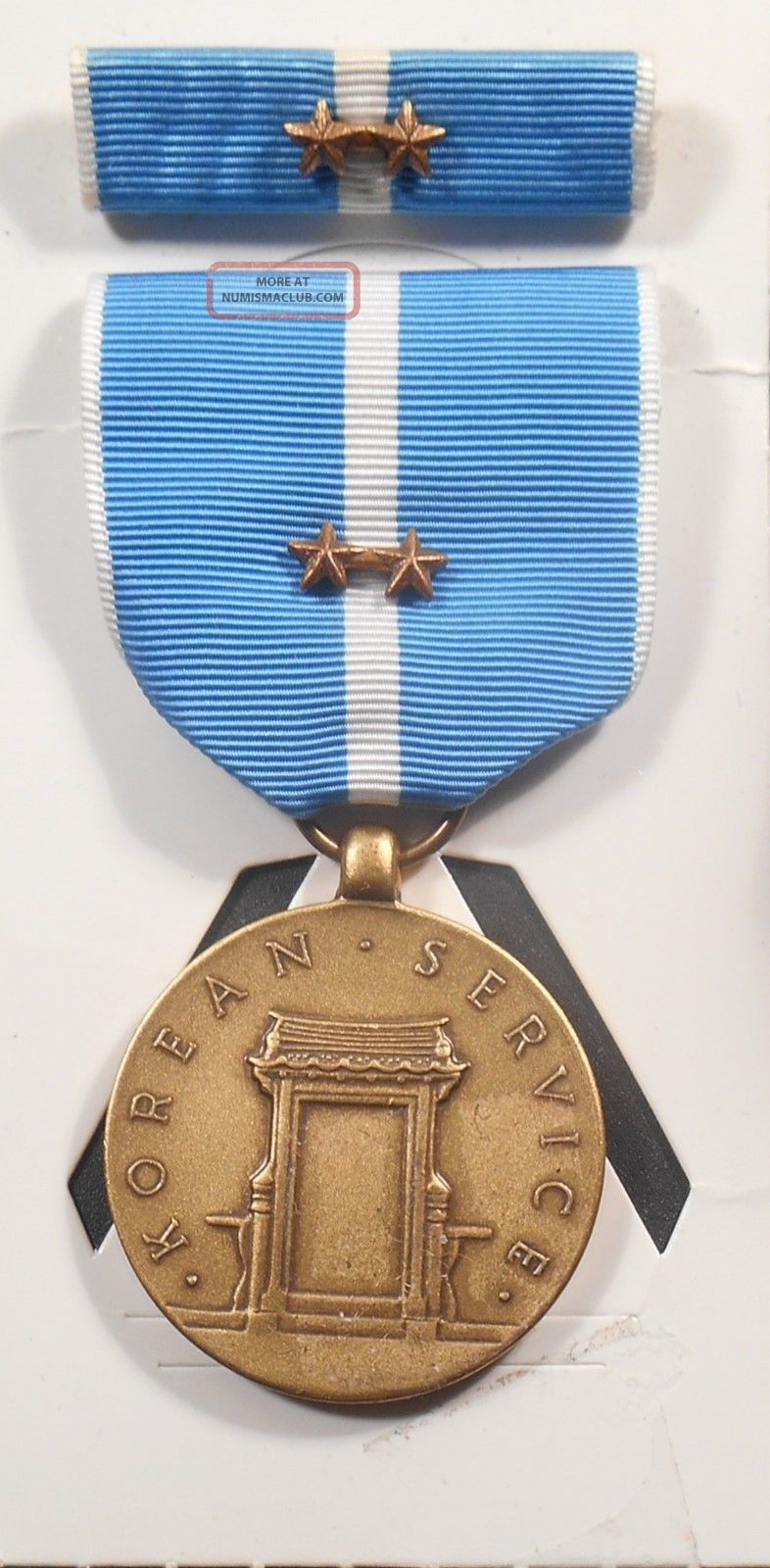 korean war service medalribbonbar with 2 bronze stars mib 1 lgw