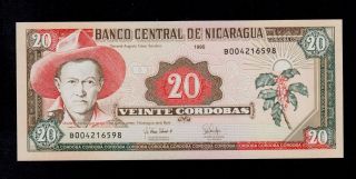 Nicaragua 20 Cordobas 1995 B Pick 182 Unc Banknote. photo