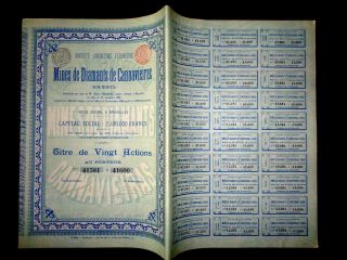 Mines De Diamants De Cannavieiras,  Share Certificate 1898 Diamond Mine Brazil photo