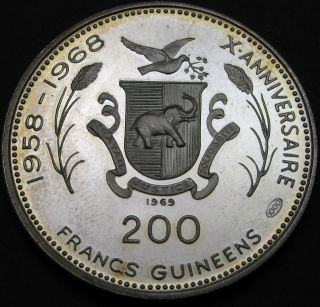 Guinea 200 Francs 1969 Proof - Silver - Almany Samory Toure - 1720 猫 photo