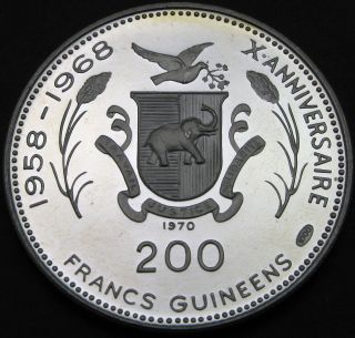 Guinea 200 Francs 1970 Proof - Silver - John,  Robert F.  Kennedy - 1719 猫 photo