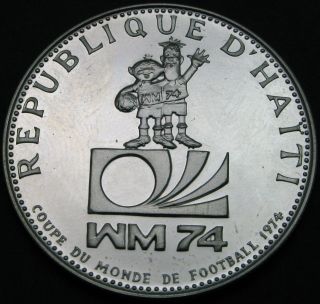 Haiti 25 Gourdes 1973 Proof - Silver - Soccer World Cup ' 74 - 1717 猫 photo