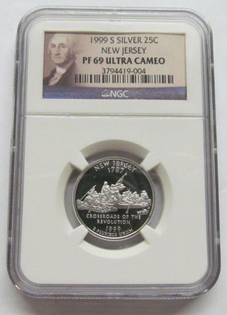 1999 S Silver 25c Ngc Pf 69 Ultra Cameo Jersey State Quarter 4542 photo