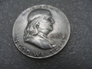 1953 - D Franklin Half Dollar Coin (vf) On Silver - Copper  One photo