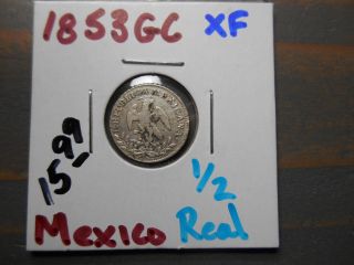 1853 Gc 1/2 Real Mexico /.  903 Silver -.  0491 Asw photo