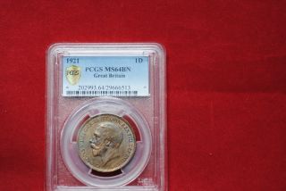 Great Britain 1921 1 Penny Ms 64 Bn Pcgs Secure.  Pretty photo