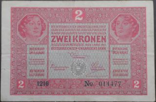Austro - Hungary Kronen - 2 Zwei Kronen With Stamp - Year 1917 - War Series photo