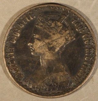 1858 Great Britain Florin Silver Gothic Circulated U.  S photo