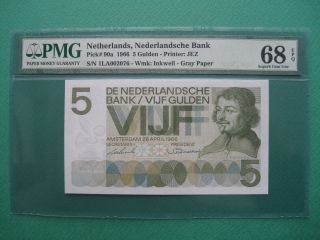 1966 Netherlands 5 Gulden Pmg 68 Epq Gem Unc 
