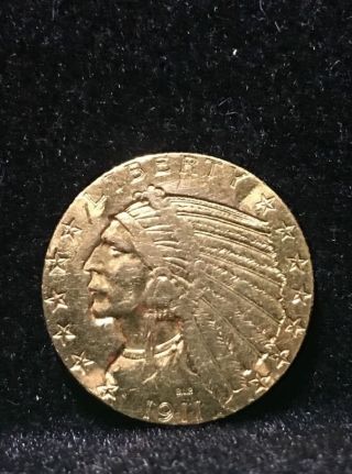 1911 Us $5 Indian Head Gold Coin photo