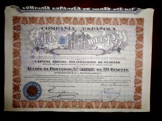 Minas Del Rif,  Share Certificate 1946 Spain Vg, photo