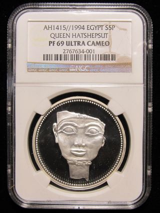 Ah1415//1994 Egypt S5p Queen Hatshepsut - Ngc Pf69 Ultra Cameo photo