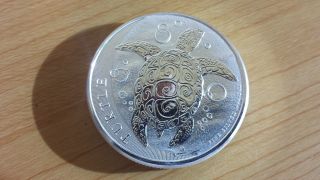2015 Hawksbill Turtle 2 Oz.  Silver Niue 5 Dollar Coin.  999 Fine 2 Troy Oz. photo