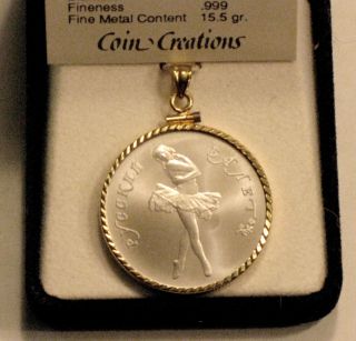 Rare Uncirculated Cccp / Ussr Ballerina Coin Pendant,  Palladium,  10 Rubles,  Gold photo